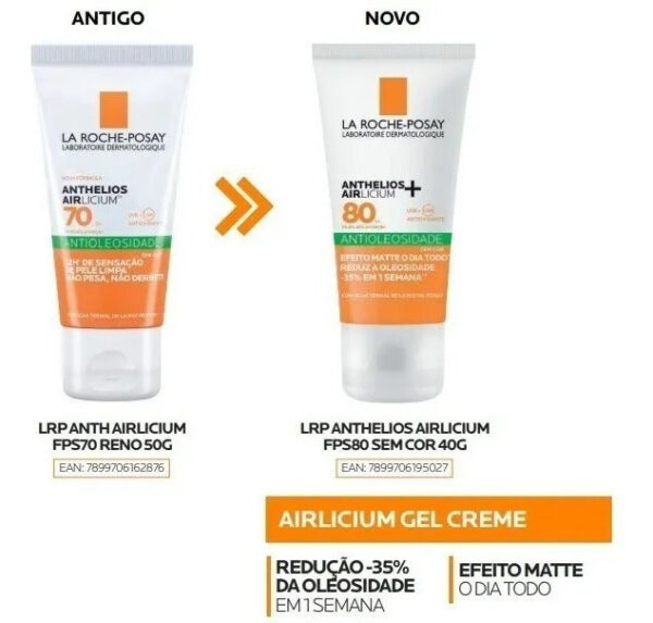 ANTHELIOS AIRLICIUM ANTIOLEOSIDADE SEM COR FPS 80 40g - Imagem 10