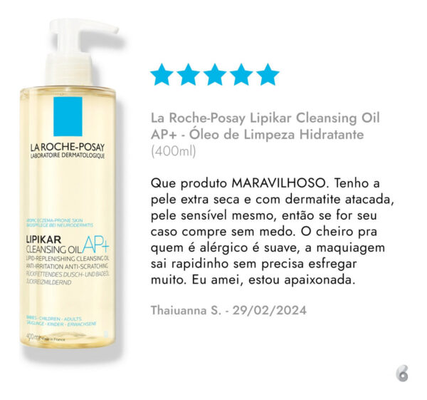 LIPIKAR CLEANSING OIL AP+ 400ml - Imagem 4